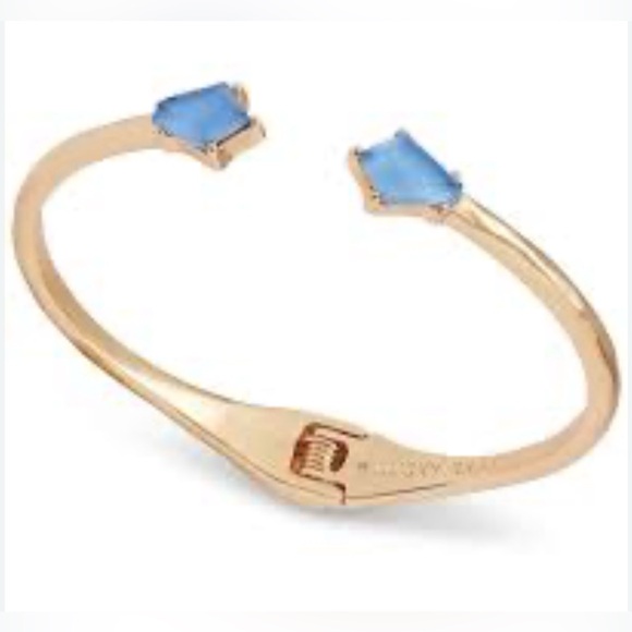 Lucky Brand Jewelry - Lucky Brand Gold Hinged Cuff Bracelet With Blue Kite Gemstones NWT